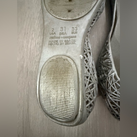 MINI MELISSA 31514 CAMPANA ZIG ZAG IV INF SILVER LITTLE KIDS SLIP ON Sz 2 - Picture 3 of 5